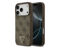Guess Leather 4G Triangle Strass MagSafe do iPhone 17 Pro brązowy - 1365559 - zdjęcie 1
